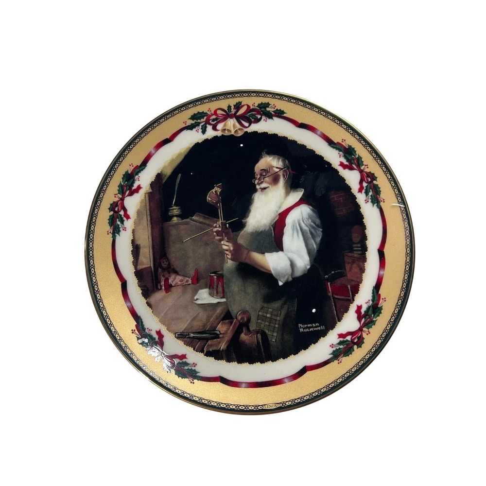 Lenox Norman Rockwell Santa's Workshop Plate Christmas Memories Collectible